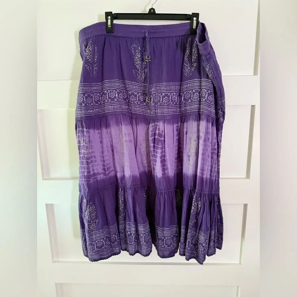 Purple Tiered Maxi Skirt for Casual Resort Wear
